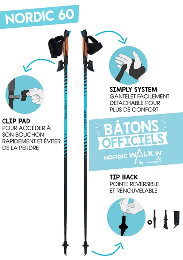 Le moins cher 😉 BÂTONS Randonnée WANABEE NORDIC 60 X2 🎉 Boutique 6